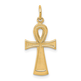 10k Yellow Gold Solid Flat-Backed Ankh / Egyptian Cross Pendant
