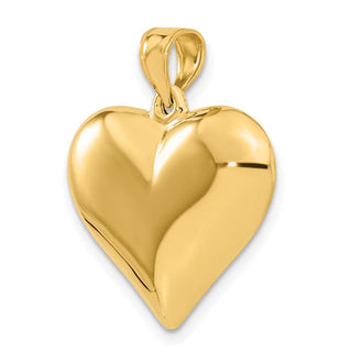 10K Yellow Gold Polished 3-D Heart Pendant