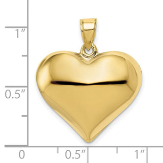 10K Yellow Gold Polished 3-D Heart Pendant