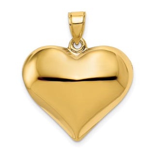 10K Yellow Gold Polished 3-D Heart Pendant
