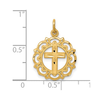 10k Yellow Gold Cross In Frame Charm