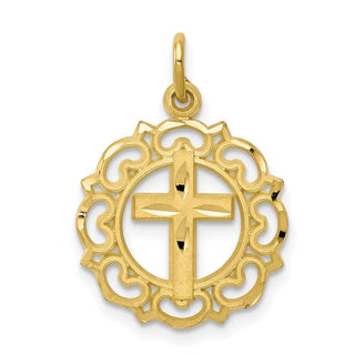 10k Yellow Gold Cross In Frame Charm