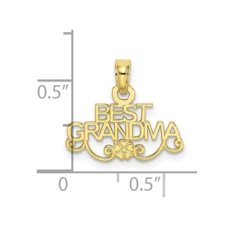 10k Yellow Gold Best Grandma With Flower Pendant
