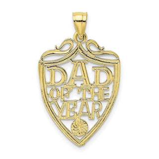 10k Yellow Gold Dad Of The Year Plaque Pendant