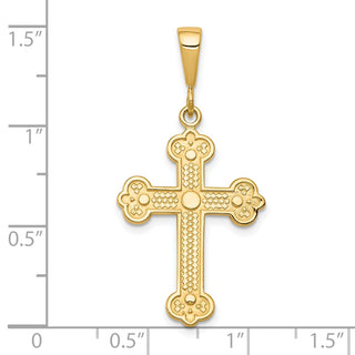 10k Yellow Gold Budded Cross Pendant 10C302
