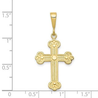 10k Yellow Gold Budded Cross Pendant 10C302