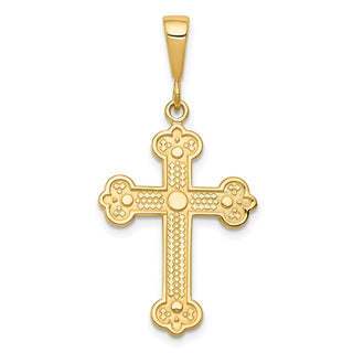 10k Yellow Gold Budded Cross Pendant 10C302