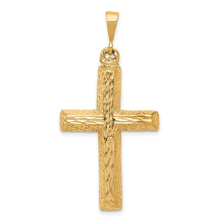 10k Yellow Gold Diamond-cut Cross Pendant 10C304