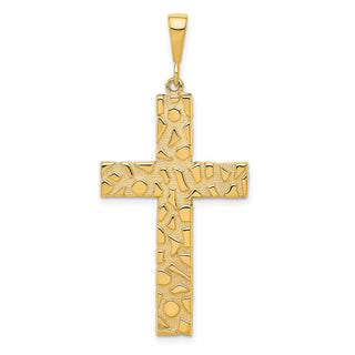 10k Yellow Gold Polished Nugget-Style Cross Pendant