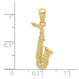 10K Yellow Gold 3-D Saxophone Pendant