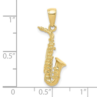 10K Yellow Gold 3-D Saxophone Pendant