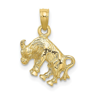 10k Yellow Gold 3-D Taurus Zodiac Pendant