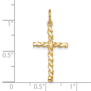 10k Yellow Gold Nugget Cross Charm