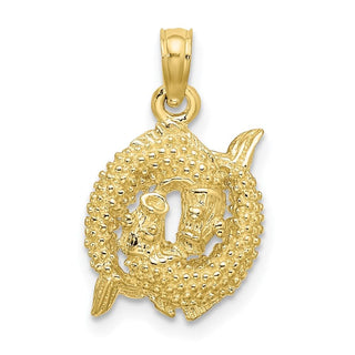 10k Yellow Gold 3-D Pisces Zodiac Pendant