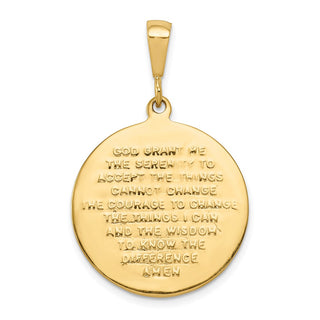 10k Yellow Gold Praying Hands Reversible with Serenity Prayer Pendant
