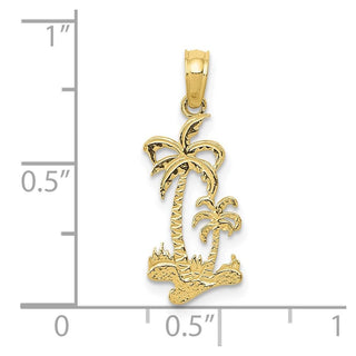10k Yellow Gold Double Palm Trees Pendant