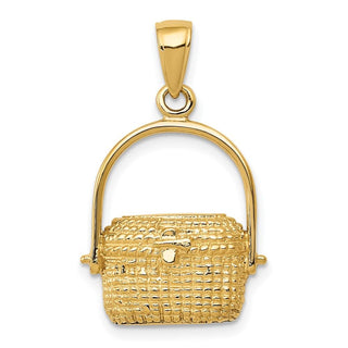 10K Yellow Gold Large Nantucket Basket Pendant