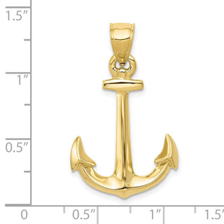 10k Yellow Gold 3-D Anchor Pendant 10C3341