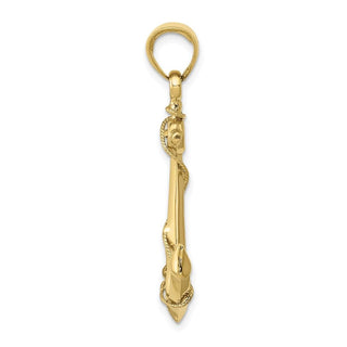 10k Yellow Gold 3-D Anchor With Rope Pendant