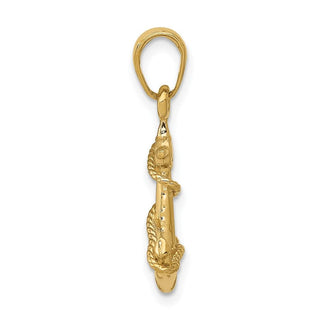 10K Yellow Gold 3-D Anchor with Rope Pendant 10C3343