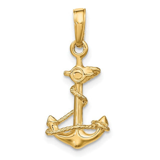 10K Yellow Gold 3-D Anchor with Rope Pendant 10C3343