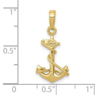 10K Yellow Gold 3-D Anchor with Rope Pendant 10C3343