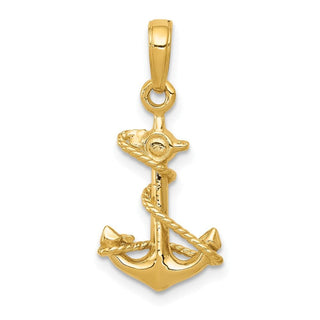 10K Yellow Gold 3-D Anchor with Rope Pendant 10C3343