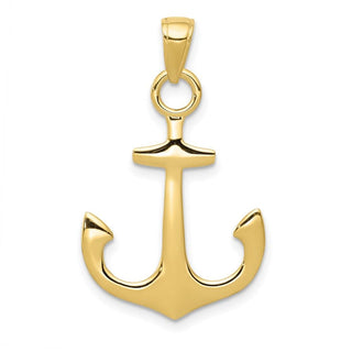 10k Yellow Gold 3-D Anchor Pendant 10C3345