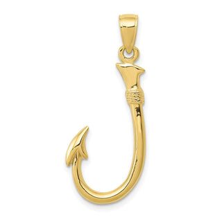 10k 3D Yellow Gold Fish Hook Pendant 10C3349