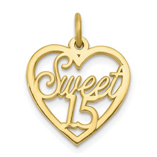 10k Yellow Gold Sweet 15 In Heart Charm