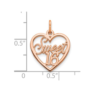 10K Rose Gold SWEET 16 Charm