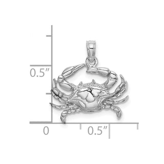 10K White Gold 2-D Blue Crab Charm