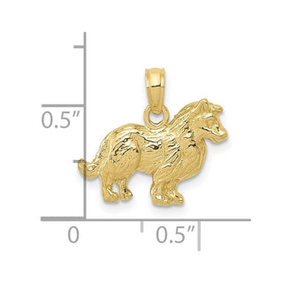 10K Yellow Gold Collie Dog Pendant