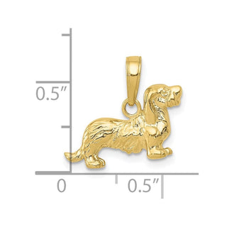 10k Yellow Gold Long-Haired Dachshund Dog Pendant