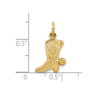 10k Yellow Gold Solid Polished Cowboy Boot Charm