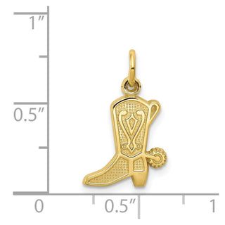 10k Yellow Gold Solid Polished Cowboy Boot Charm