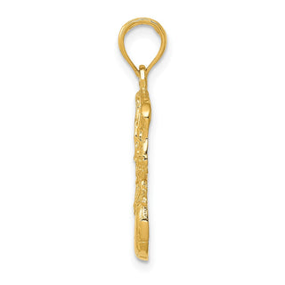 10k Yellow Gold Swoosh Basketball & Net Pendant 10C3780