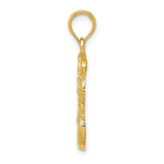 10k Yellow Gold Swoosh Basketball & Net Pendant 10C3780