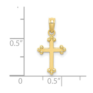 10k Yellow Gold Budded Cross Pendant