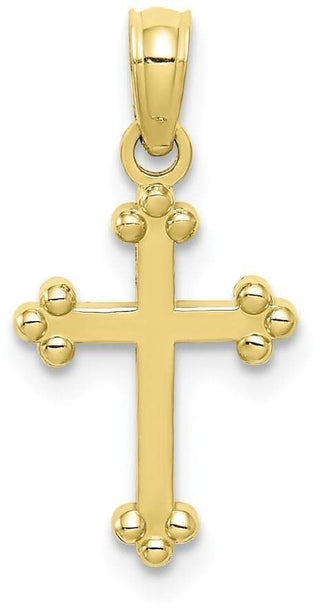 10k Yellow Gold Budded Cross Pendant