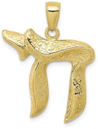 10k Yellow Gold Jewish Chi (Long Life) Pendant