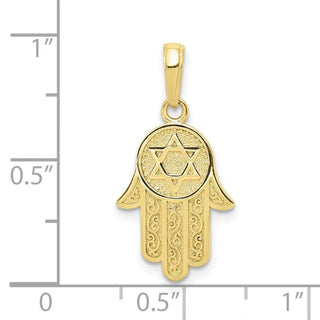10k Yellow Gold Jewish Hand of God with Star of David Pendant Style 3993