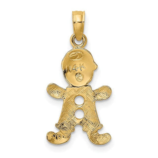 10K Yellow Gold Playful Boy w/Cut Out Buttons Charm