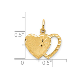 10k Yellow Gold Solid Diamond-Cut Double Heart Charm
