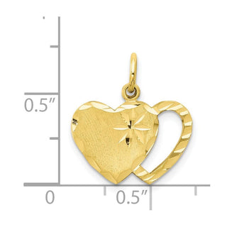 10k Yellow Gold Solid Diamond-Cut Double Heart Charm