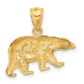 10K Yellow Gold Diamond-cut Bear Pendant 10C4061