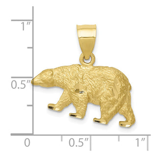 10K Yellow Gold Diamond-cut Bear Pendant 10C4061