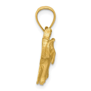 10K Yellow Gold Diamond-cut Elephant Pendant
