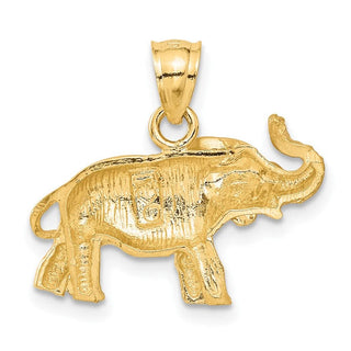 10K Yellow Gold Diamond-cut Elephant Pendant
