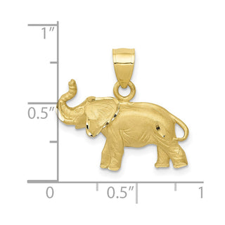 10K Yellow Gold Diamond-cut Elephant Pendant